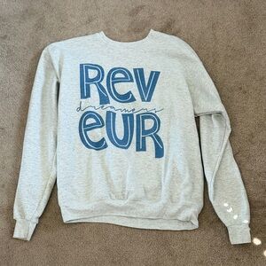Hanes Gray Crewneck Sweatshirt with Blue 'Reveur' Graphic